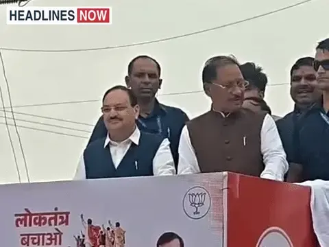 JP Nadda in Durg for SIR support padyatra